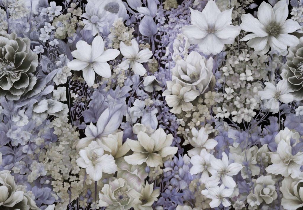 Festival de flores sin costuras - gris oscuro