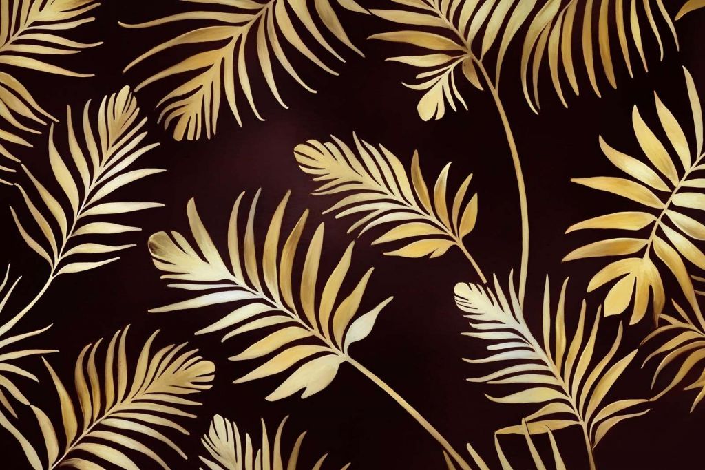Hojas doradas sobre bronce oscuro