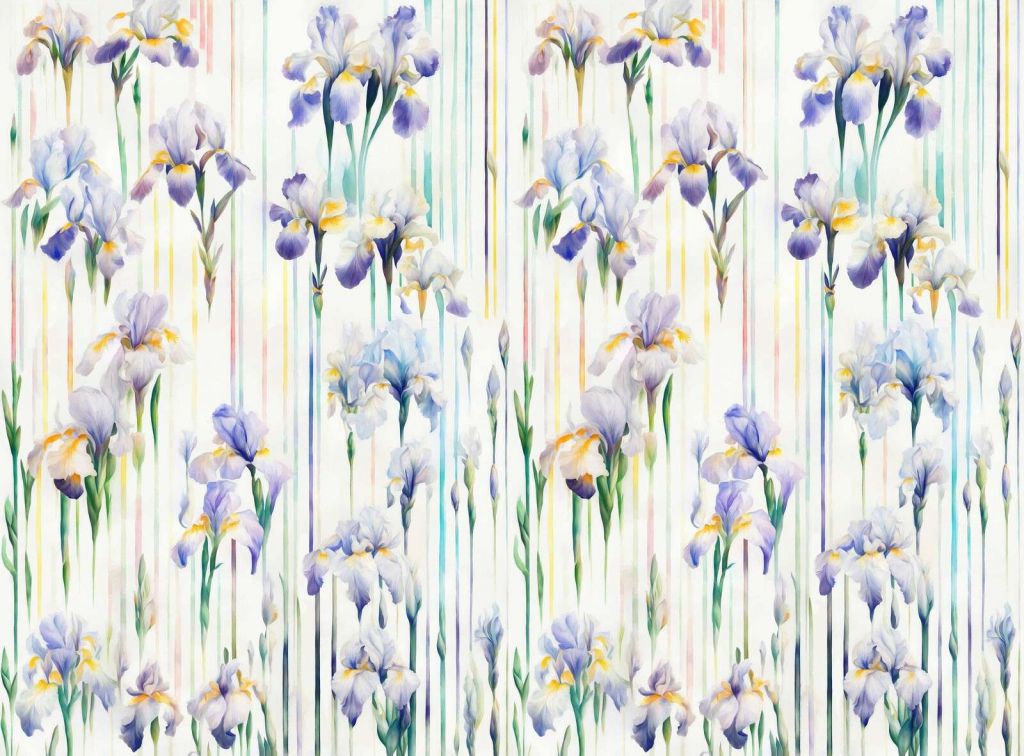 Iris y Rayas Pastel Sin Costura