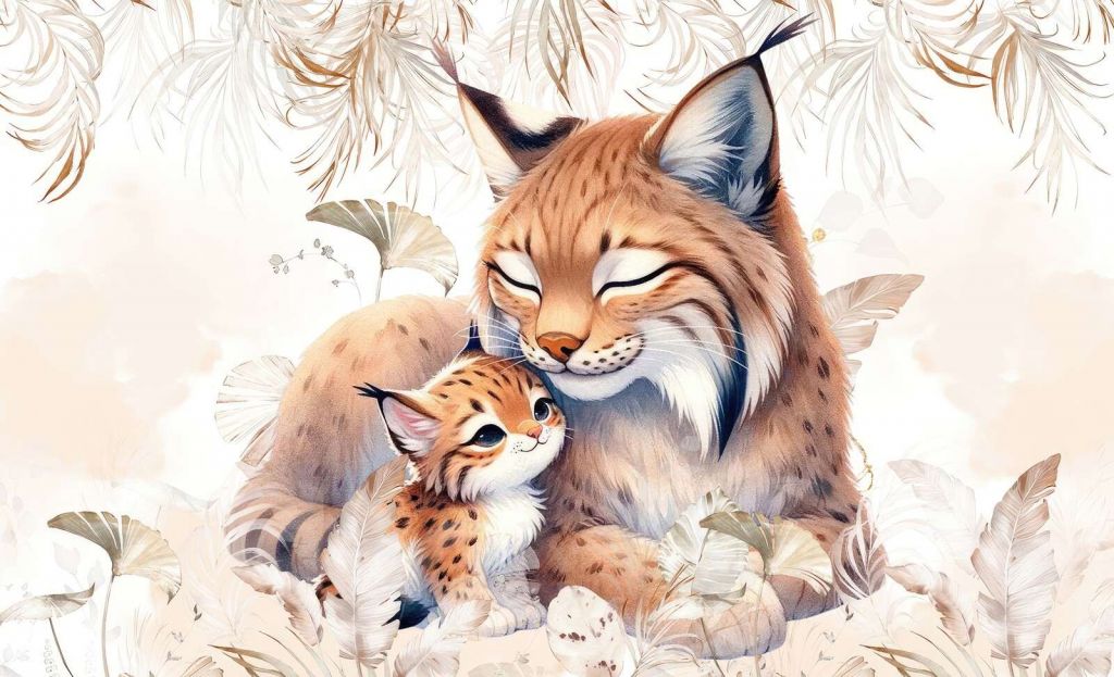 Lynx amoroso con cría