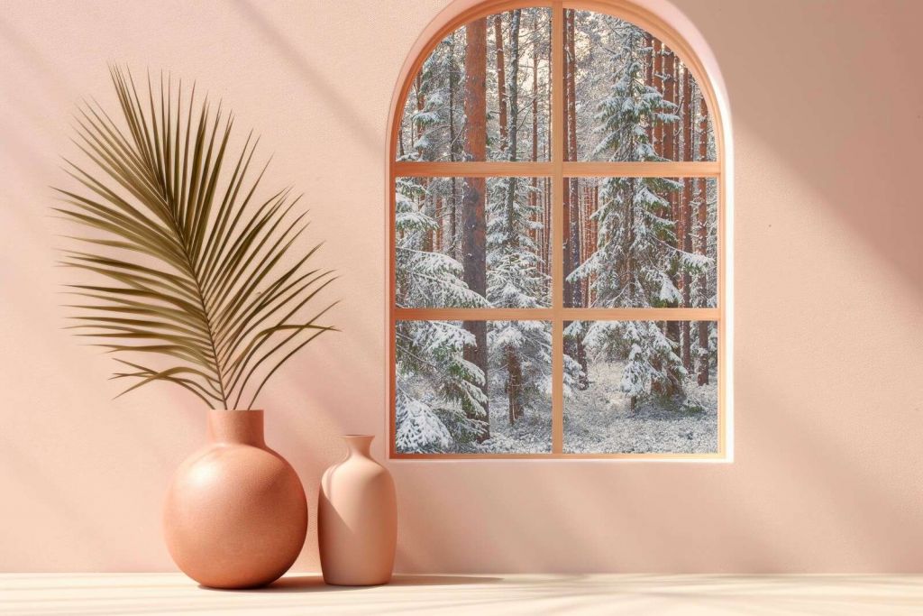 Silencio de nieve en el bosque de pinos