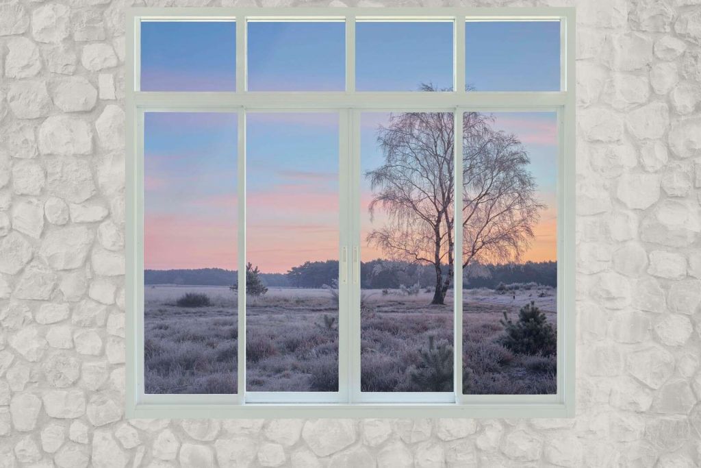 Paisaje invernal al amanecer