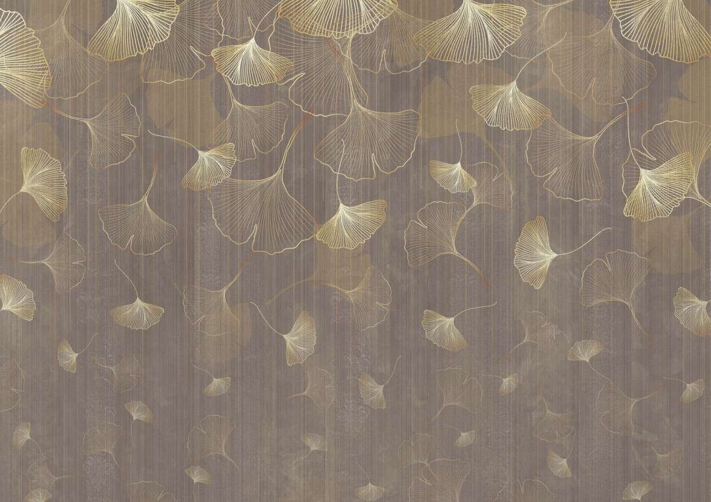 Hojas de ginkgo flotantes en tono dorado