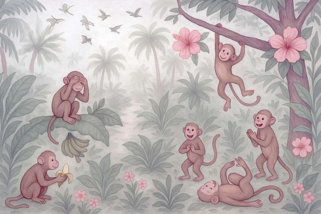 Monos juguetones en la jungla