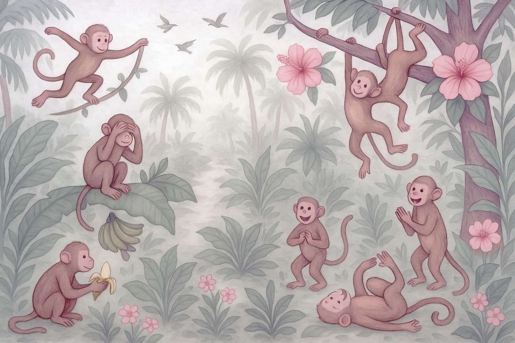 Monos juguetones en la jungla