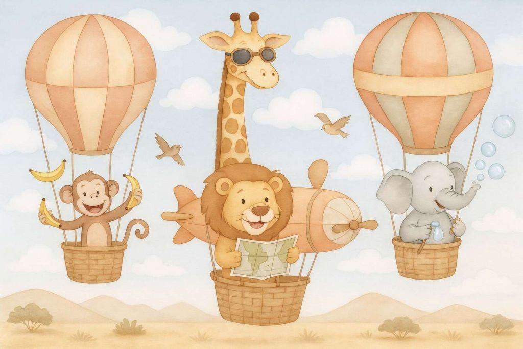 Aventura aérea con animales alegres
