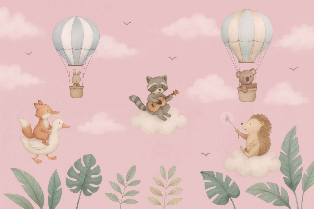 Juego aéreo en el cielo rosado