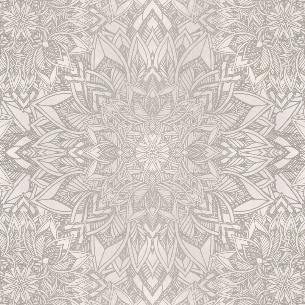 motivo floral mandala gris suave