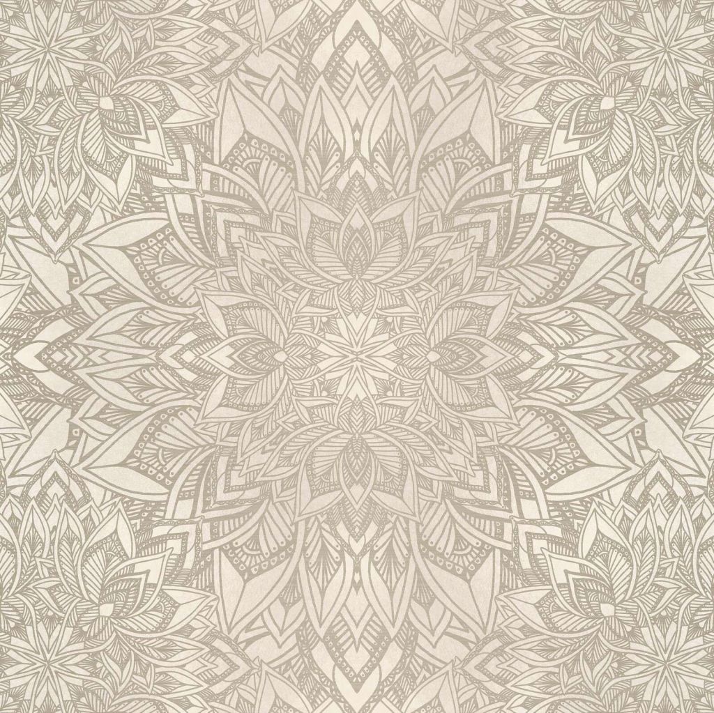 Patrón floral de mandala ornamental beige
