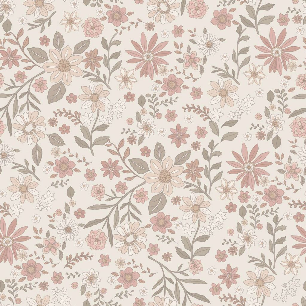 patrón vintage de flores silvestres rosa suave
