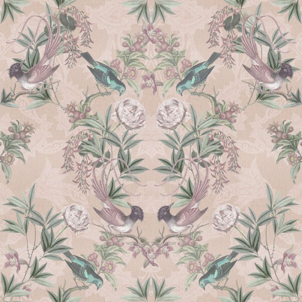 Aves tropicales entre flores