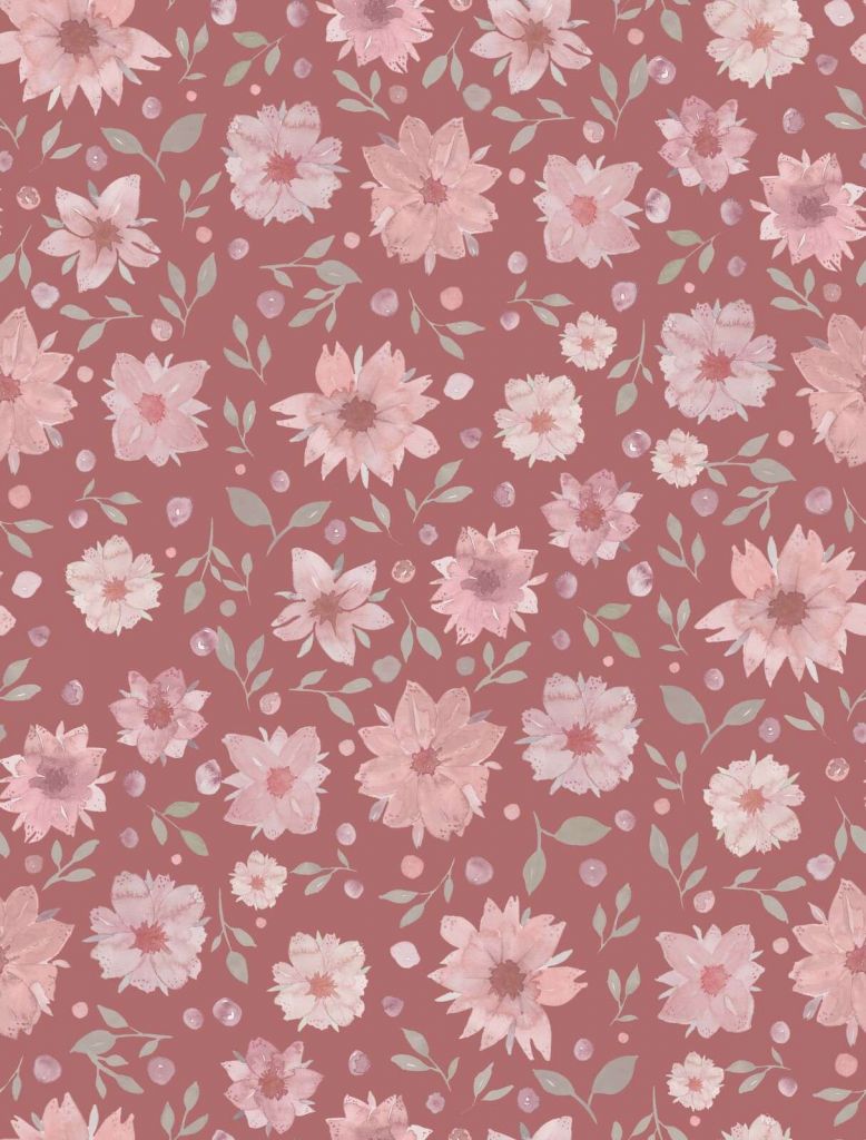 Flores suaves de acuarela sobre rosa viejo