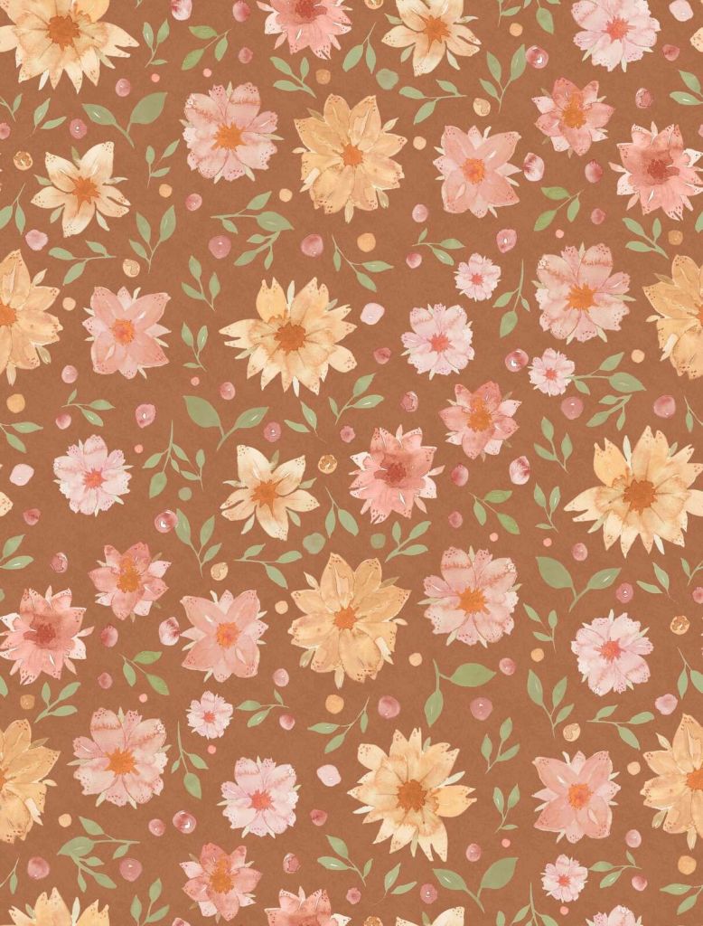 Flores en acuarela en terracota cálida