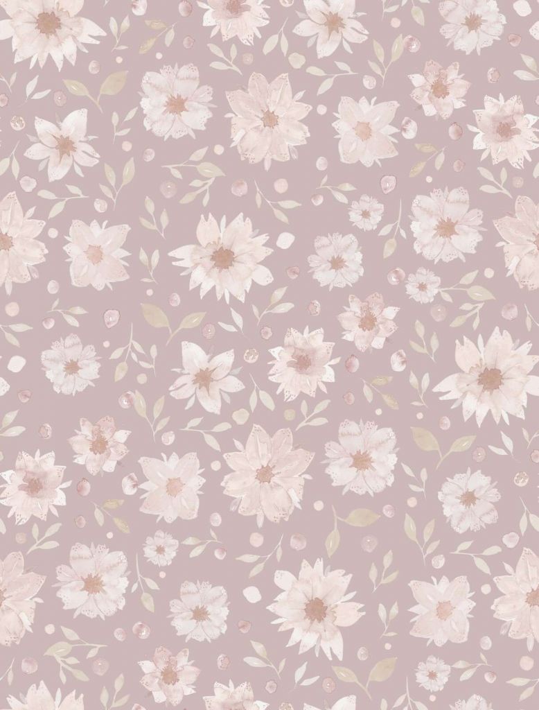 Flores suaves en acuarela en malva