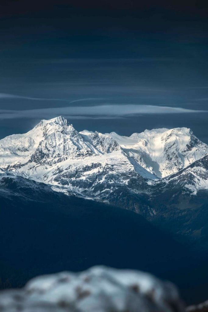 Picos azul hielo en silencio
