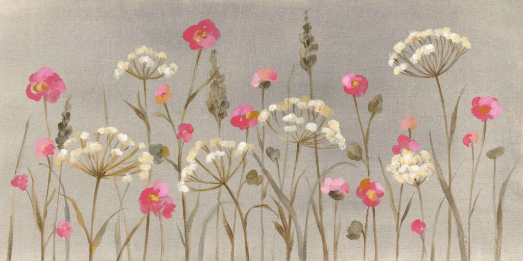 Ramo de campo con amapolas y flores en forma de paraguas.