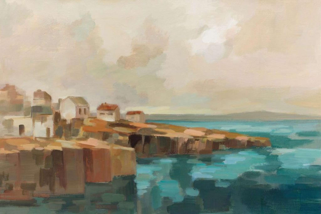 Casas tranquilas en acantilados junto al mar.