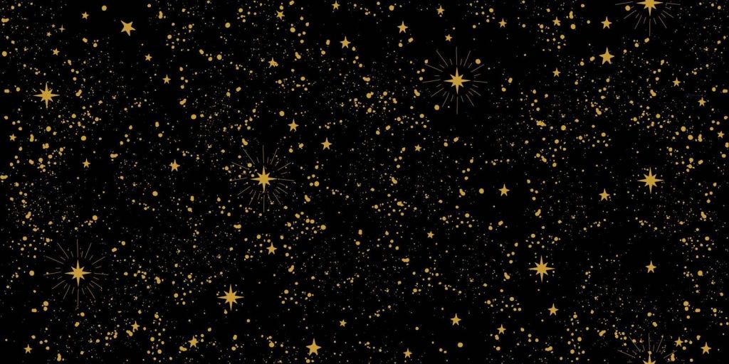 Lluvia de estrellas doradas sobre negro