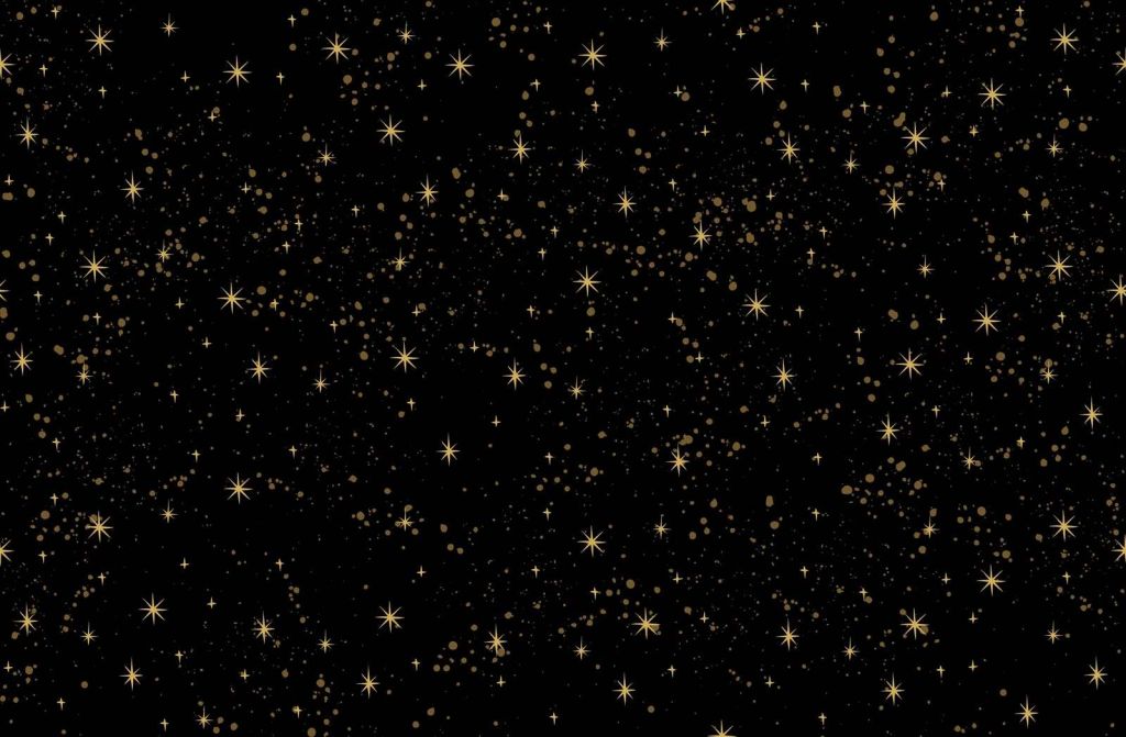Cielo de estrellas doradas sobre negro