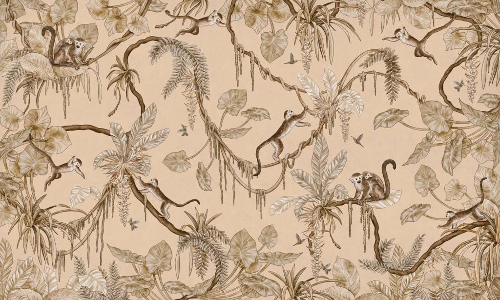 Playful Monkeys - Vintage - Beige