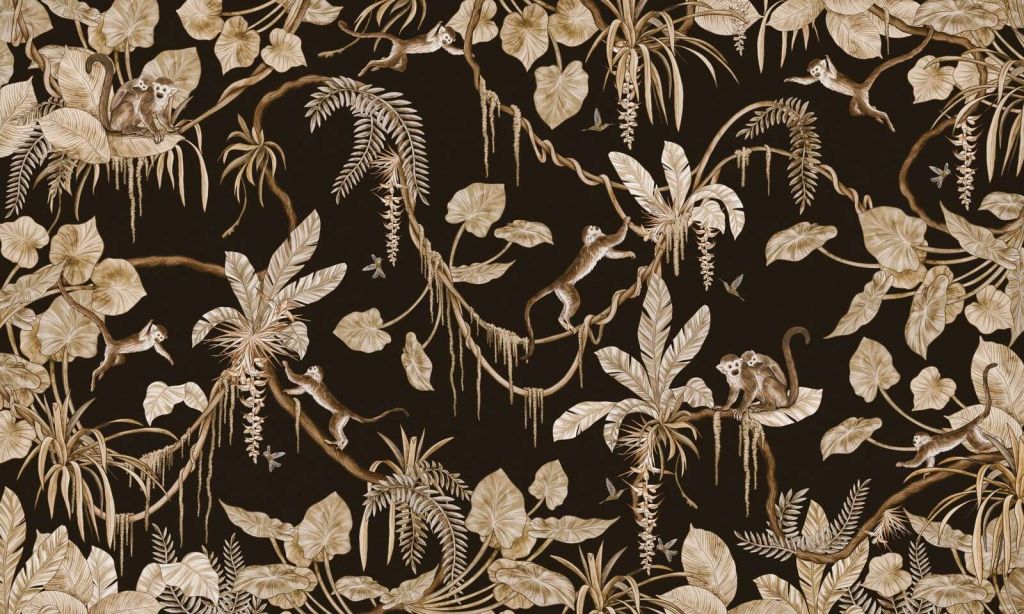 Playful Monkeys - Vintage - Black