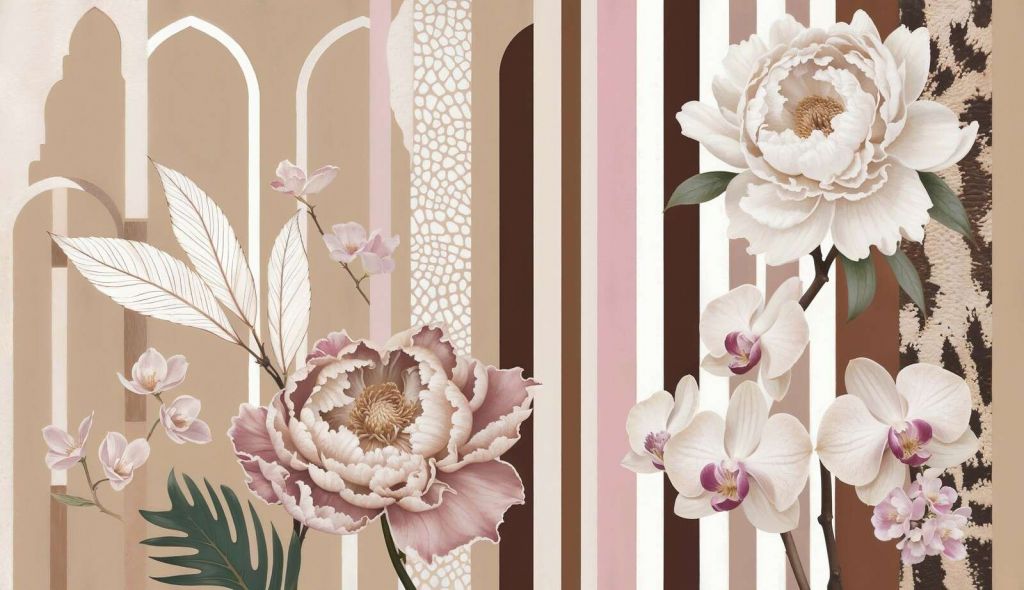 Flores con rayas y lazos