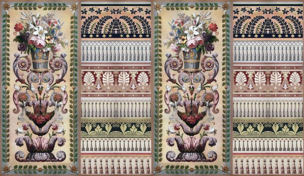 urna de flores clásica con ornamentos