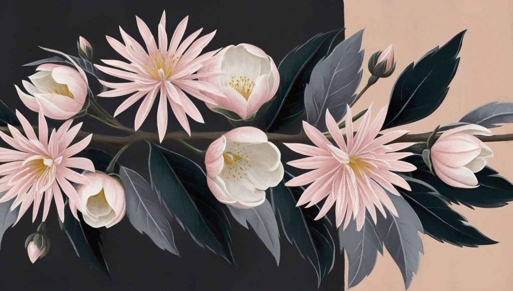 Clemátide rosada suave en una rama