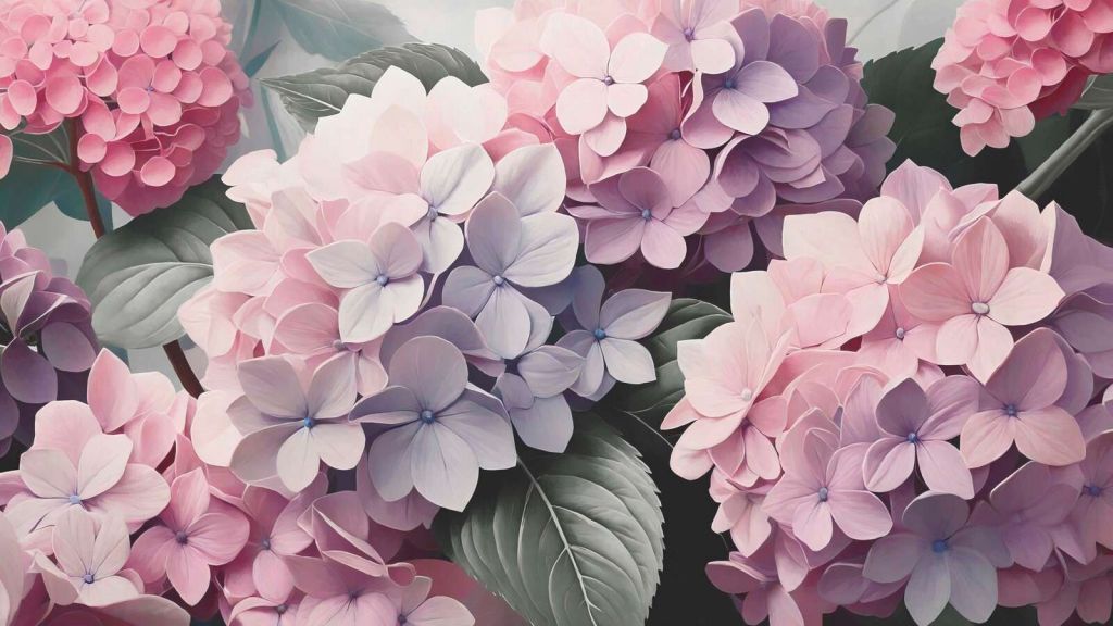 Hortensias suaves en tonos pastel