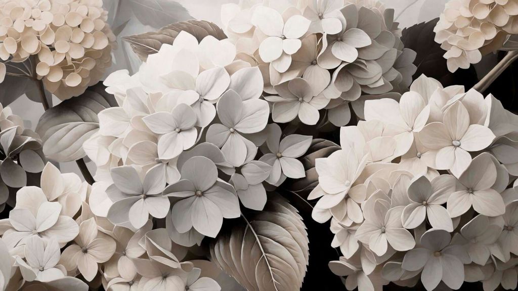 Hortensias color crema con profundidad