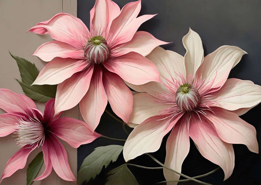 Grandes flores de clemátide rosa
