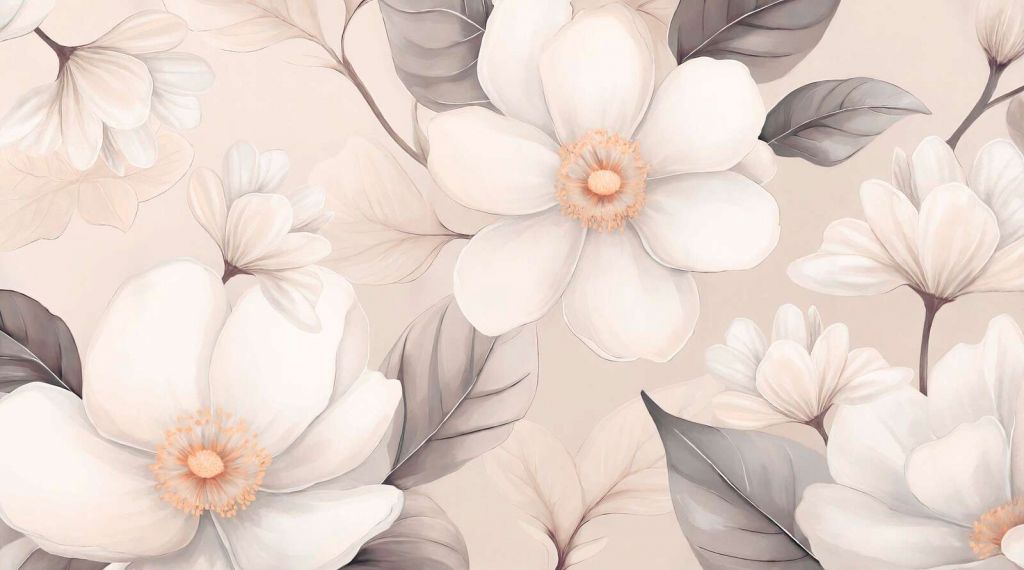 Suaves flores de magnolia en crema