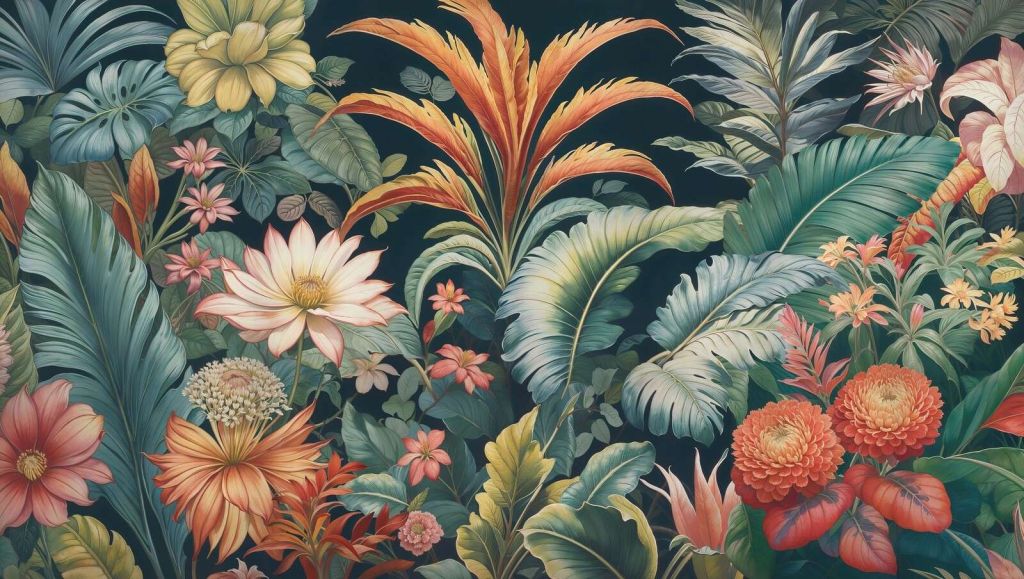 Flores tropicales en colores intensos