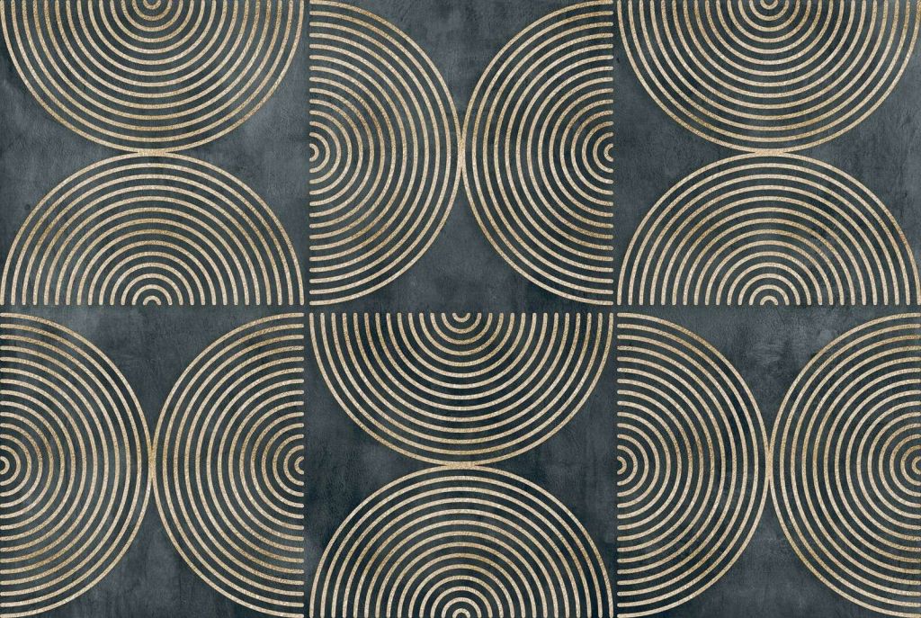 Círculos eclécticos arte moderno dorado verde azulado