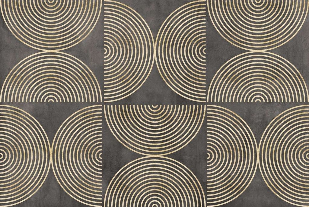 Círculos eclécticos arte moderno dorado marrón