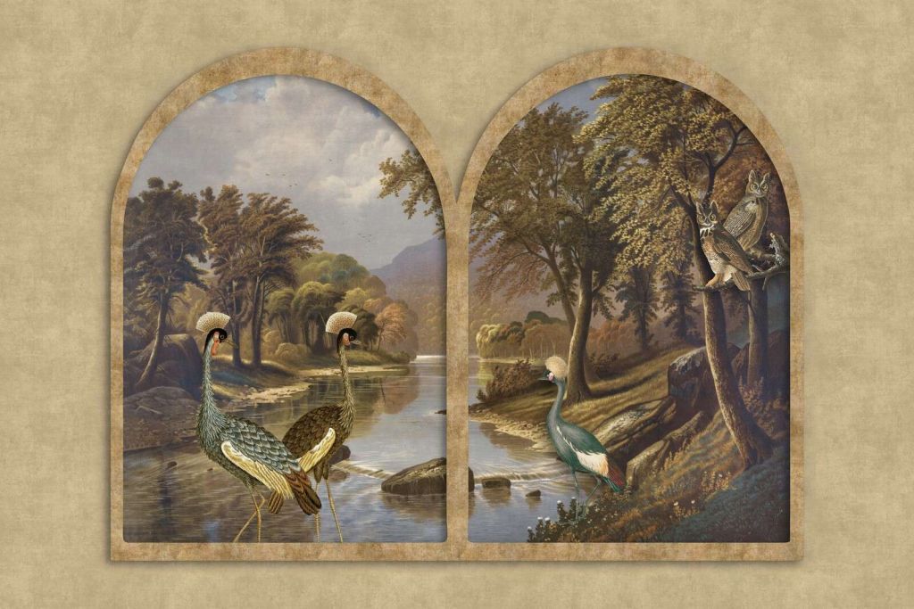 Río con grullas