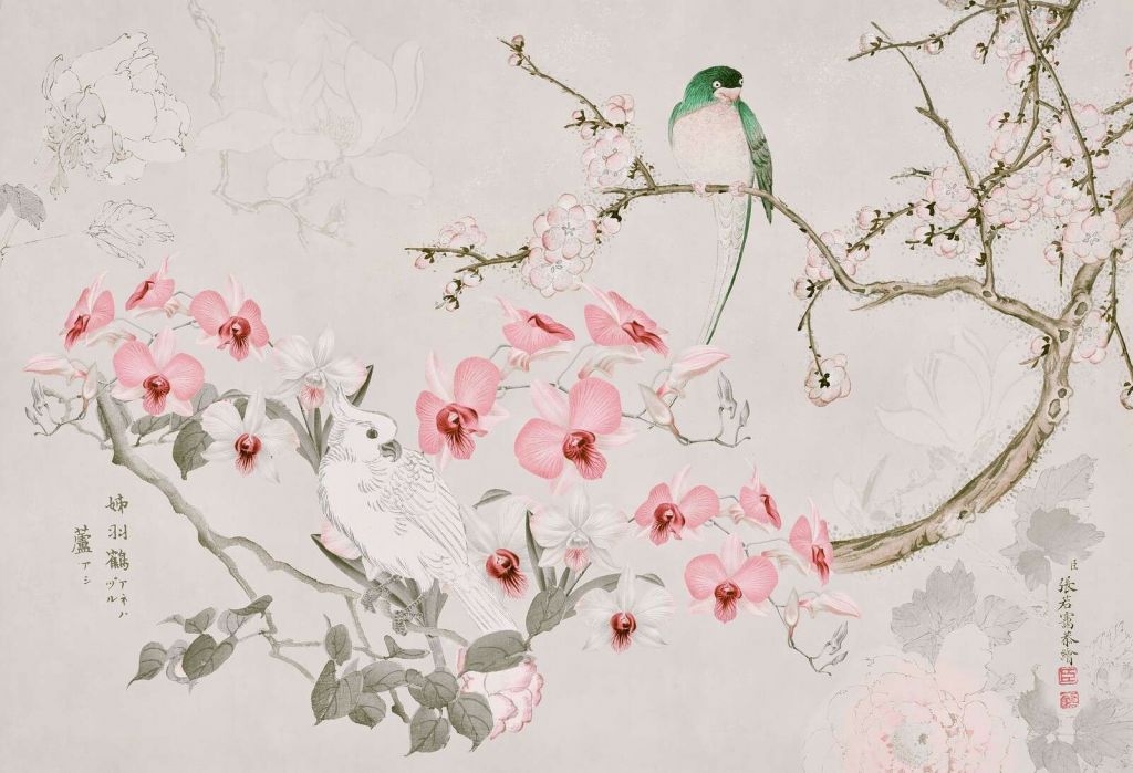 Chinoiserie con cacatúa
