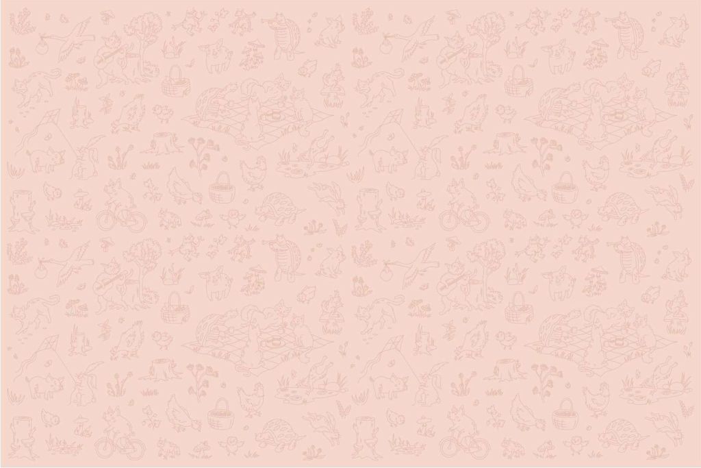 impresión rosa de animales del bosque tranquilos