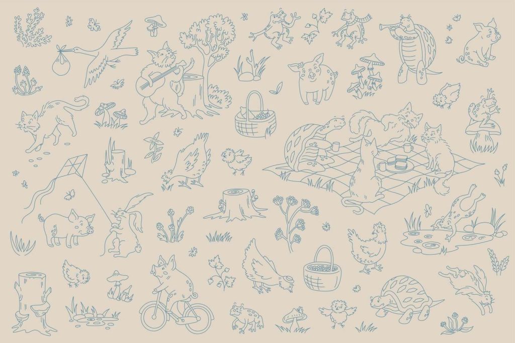 animales del bosque tranquilos topo azul
