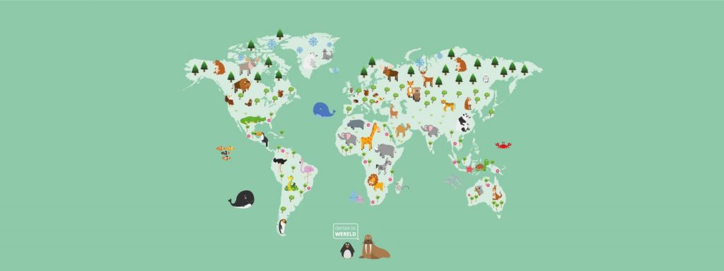 Mapa del mundo para niños en verde