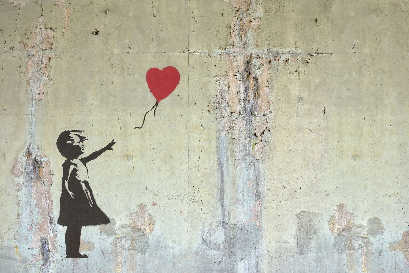 (珍しい本) BANKSY - Bäst Revolucion de Papel Papel Pintado - Banksy - Balloon girl, raw concrete