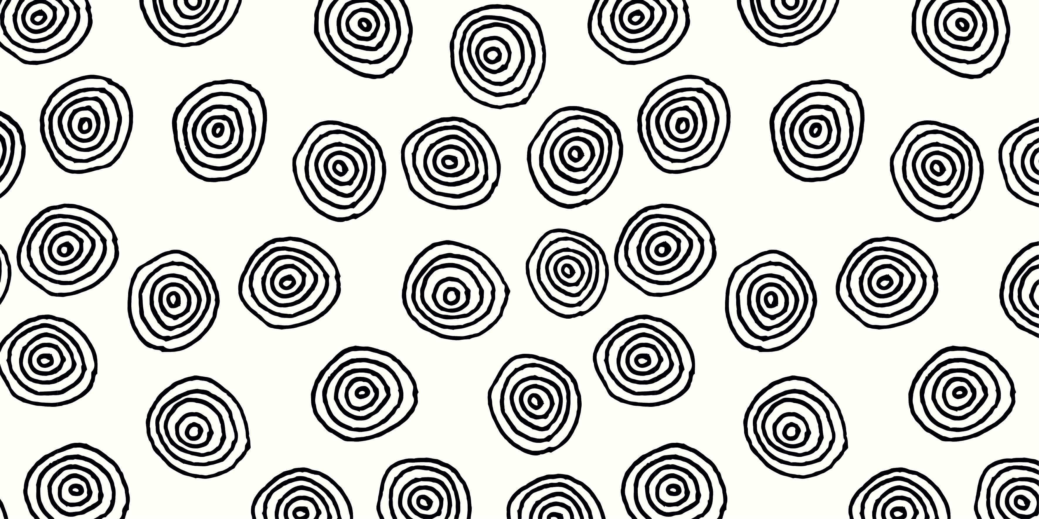 Abstracto - Papel pintado con Círculos abstractos en blanco y negro - Sala de ocio