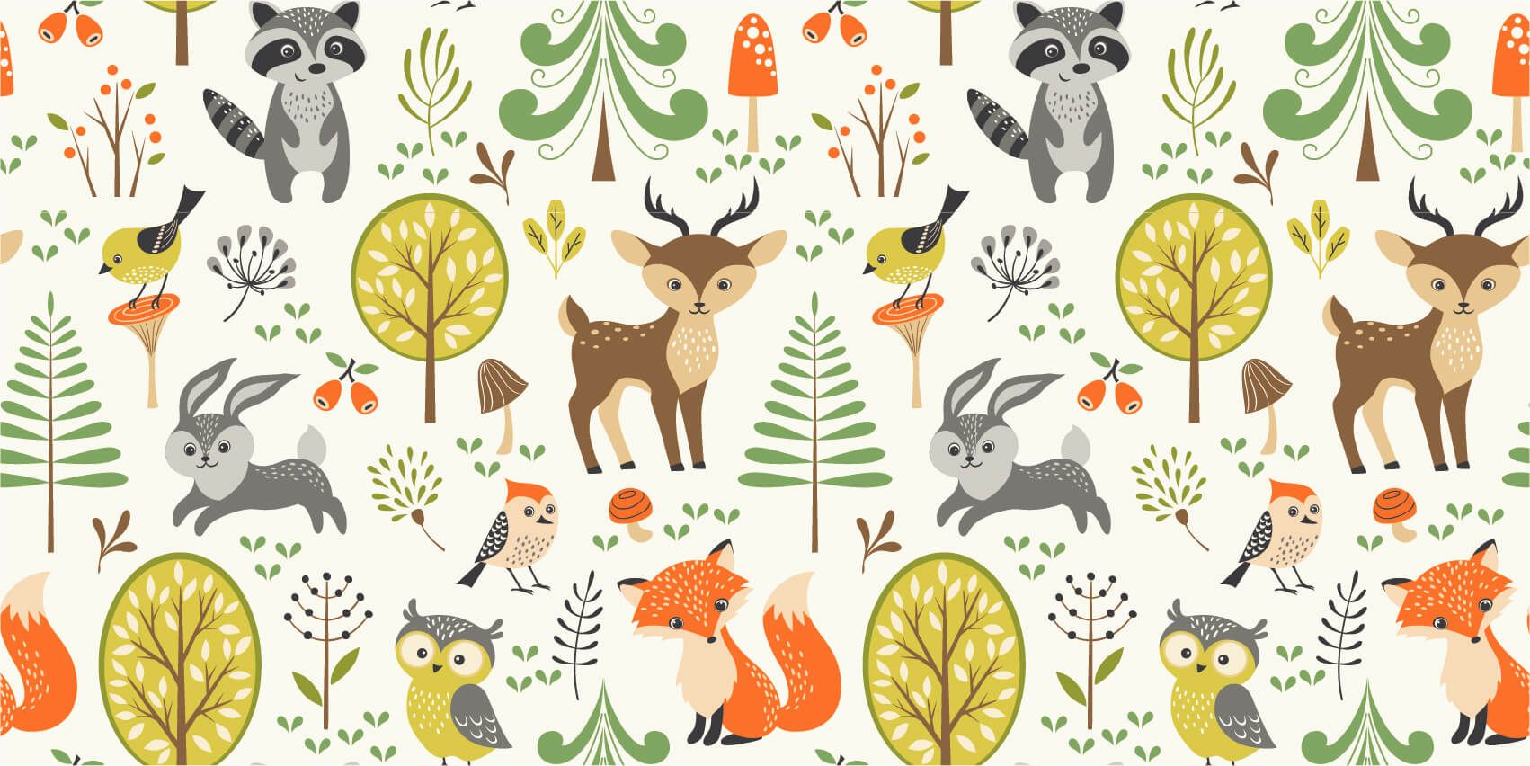 Otros - Papel pintado con Animales en el bosque - Habitación de los niños