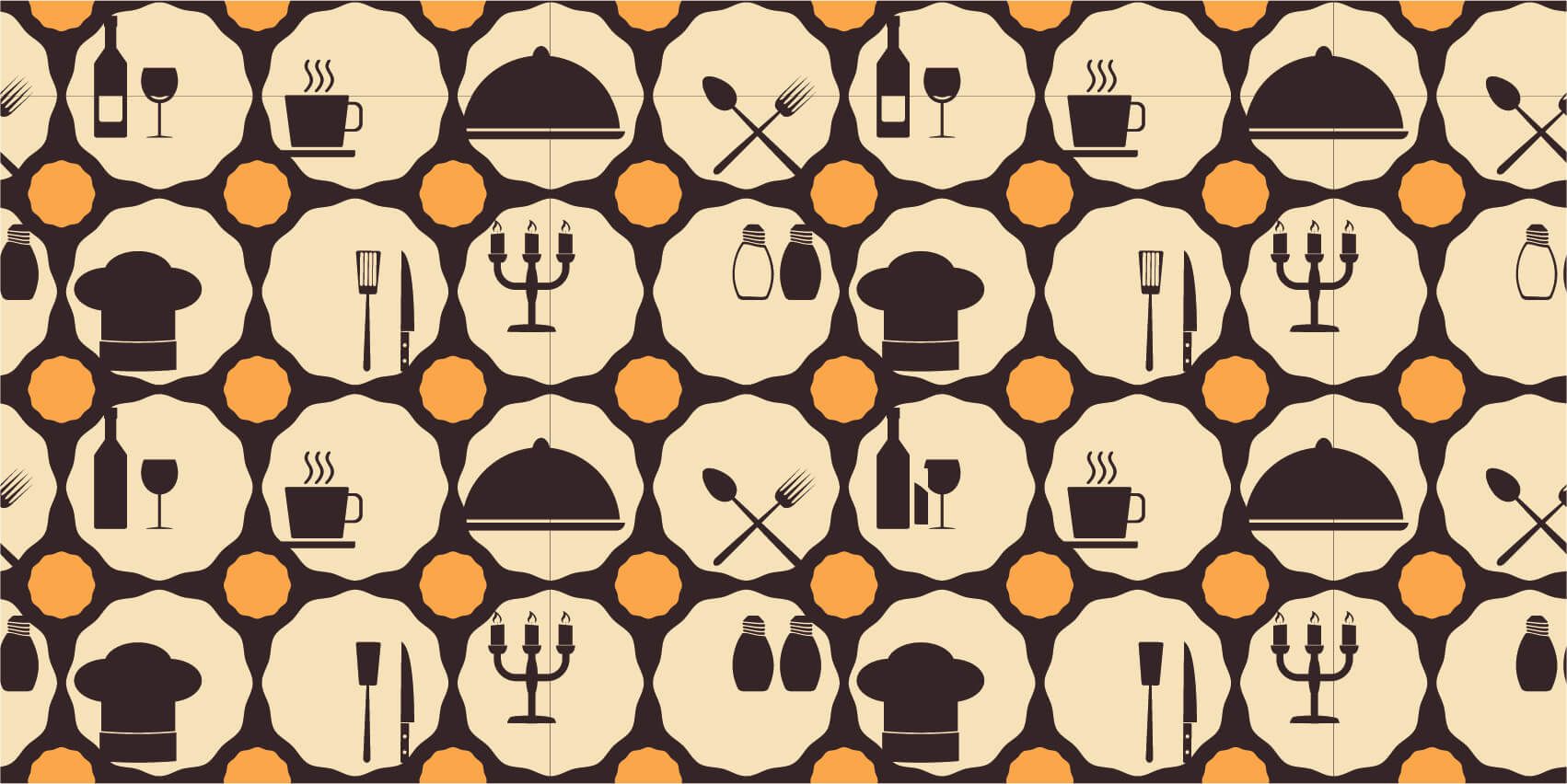 Otros - Papel pintado con Símbolos de restaurantes - Cocina