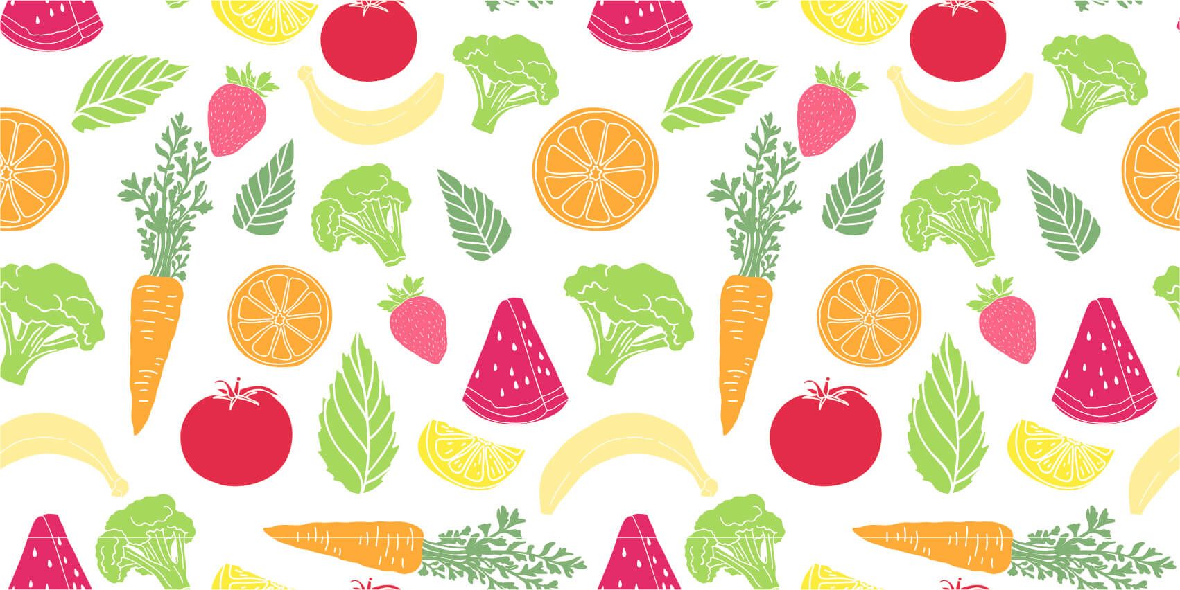 Otros - Papel pintado con Frutas y hortalizas firmadas - Cocina
