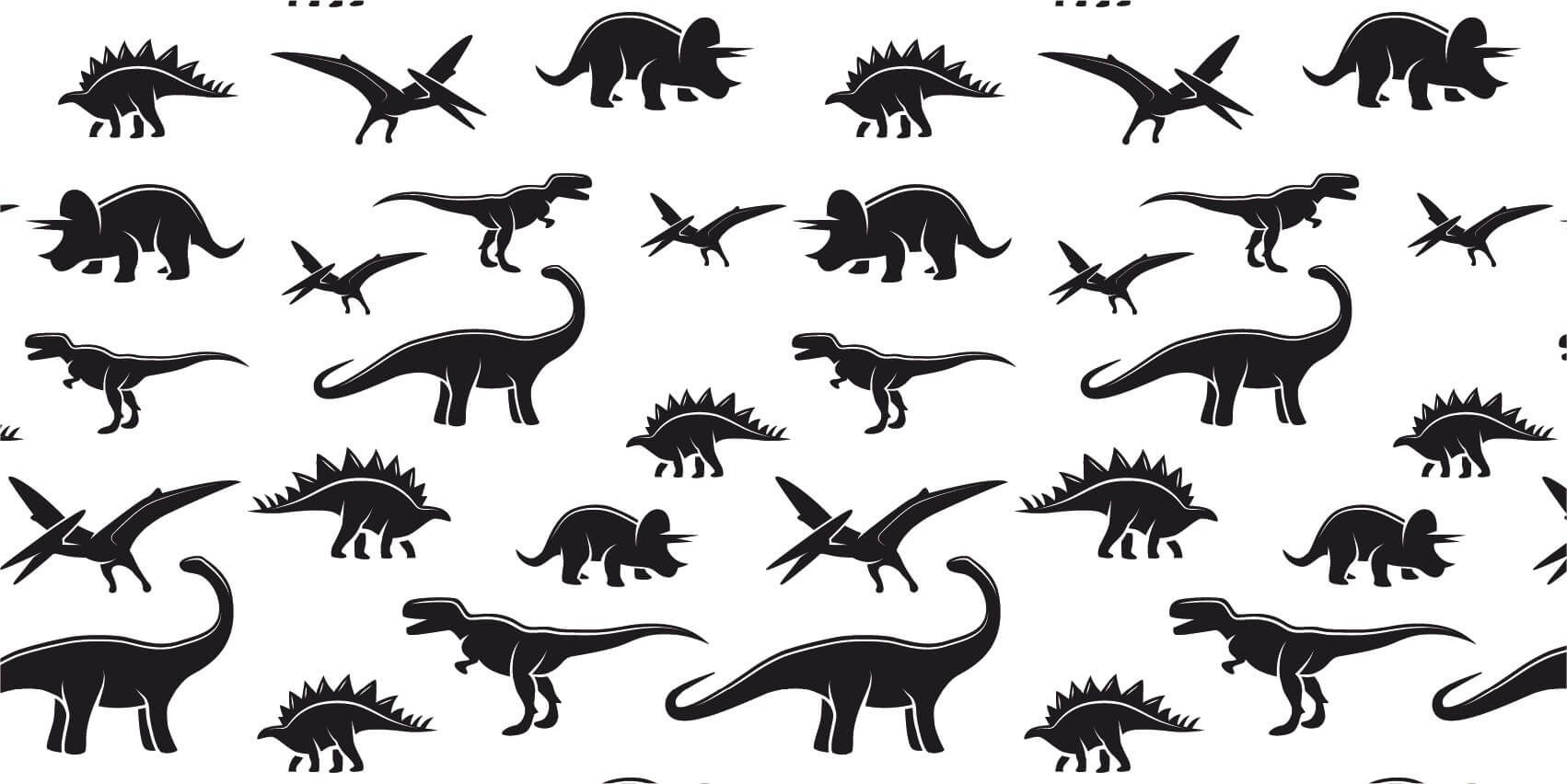 Dinosaurios - Papel pintado con Dinosaurios negros - Habitación de los niños