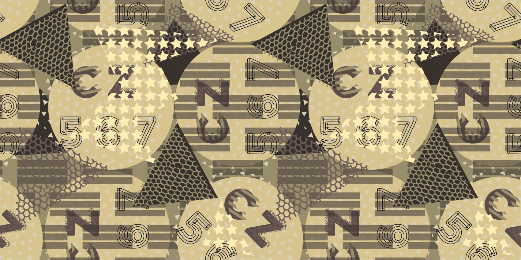 Otros - Papel pintado con Letras, números, triángulos y círculos - Habitación de adolescentes