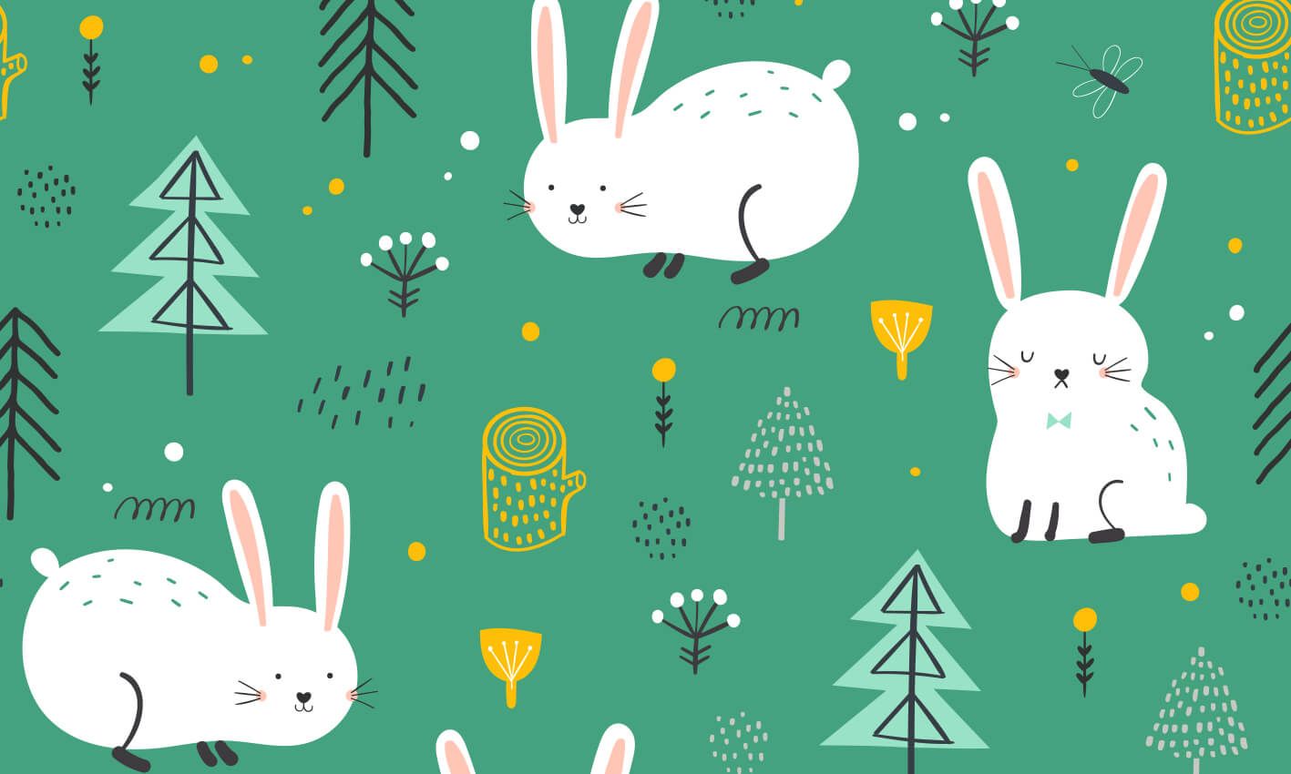 Animales Papel pintado con Patrón de conejos - Habitación de los niños