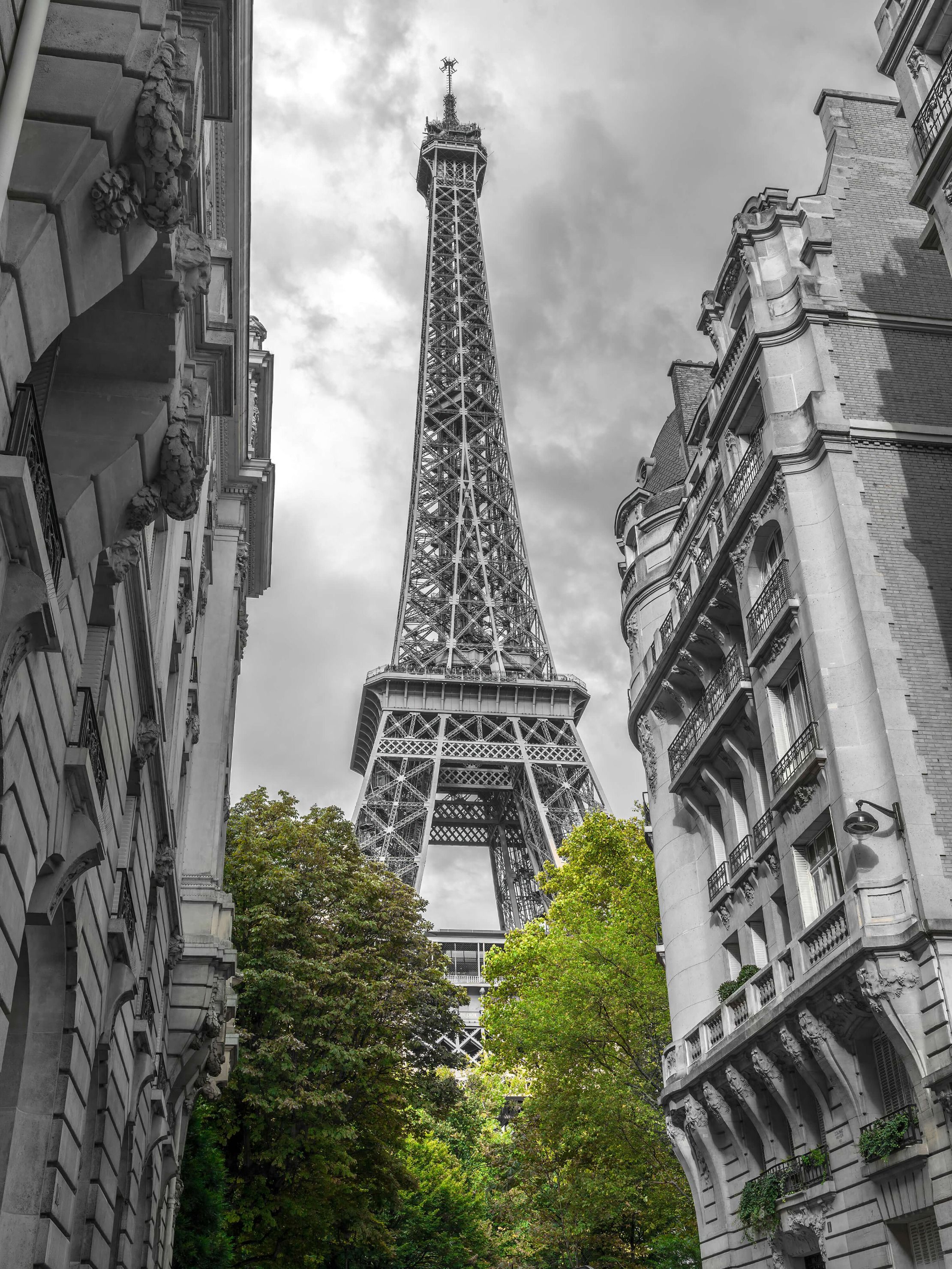 Papel pintado con Torre Eiffel en blanco y negro - Pasillo