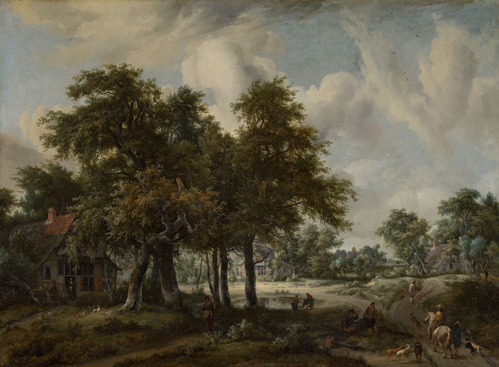 Paisaje boscoso con caseríos